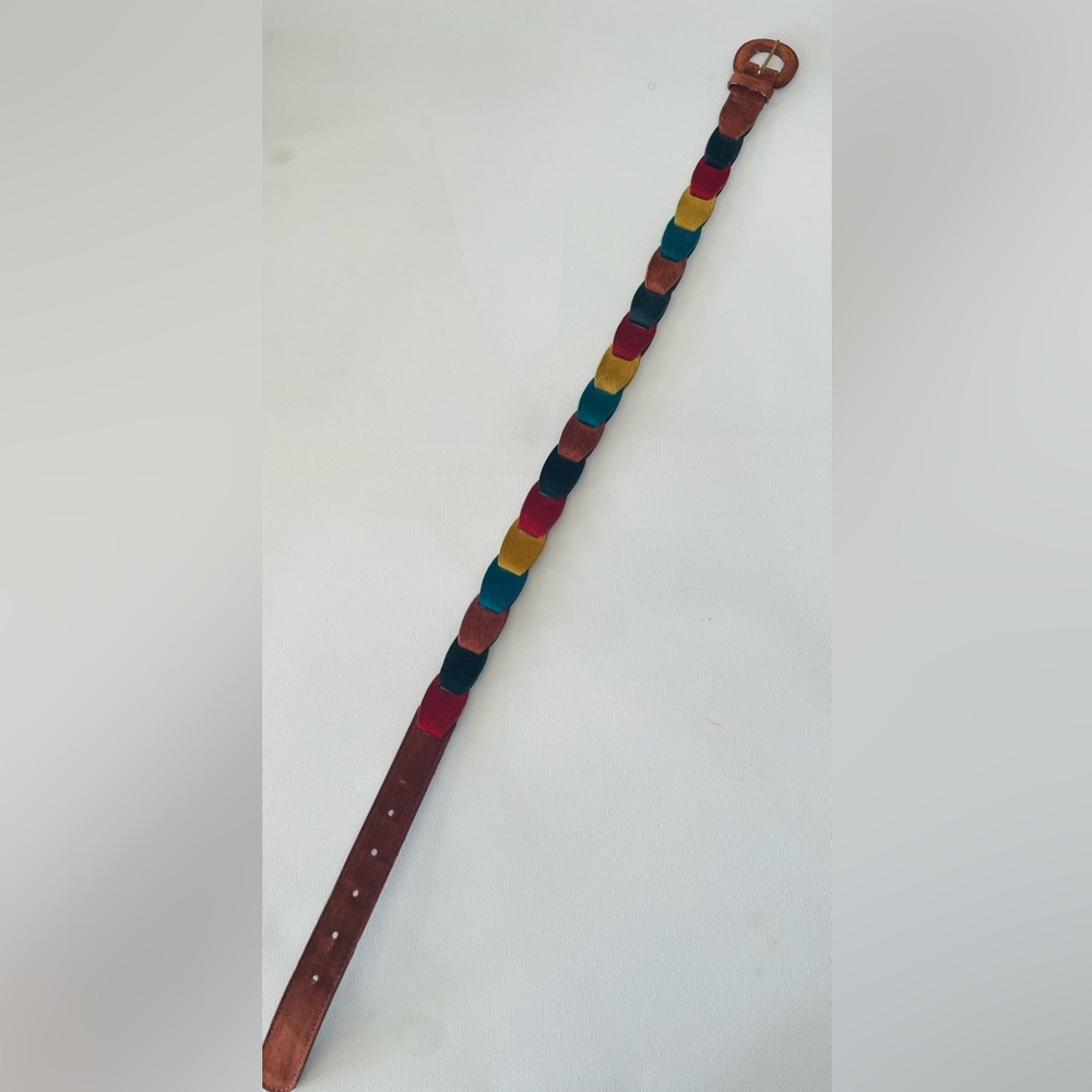 Vintage‎ Leather Multi Colored Rainbow Belt S